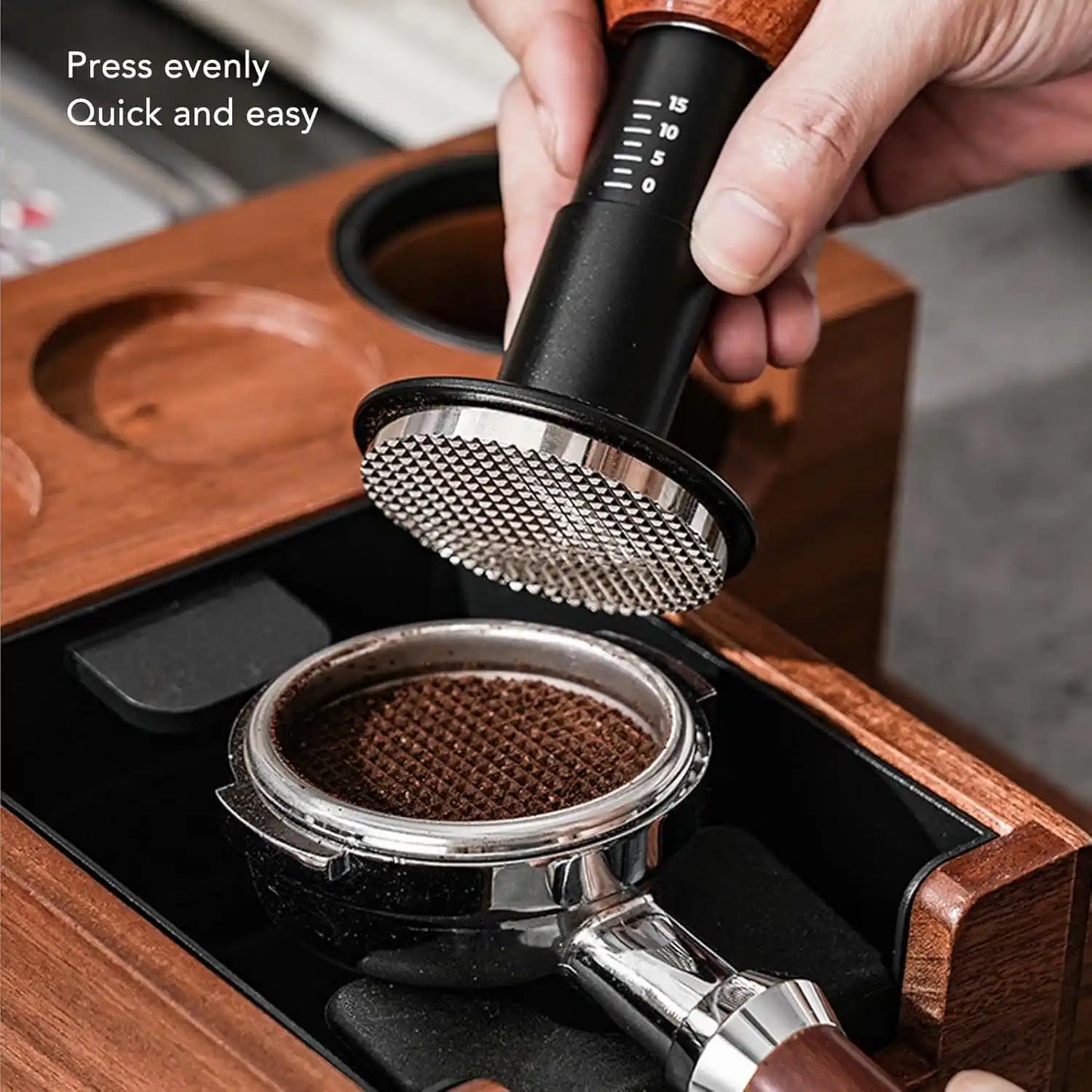 coffee tamper, 58mm impact Black Wood