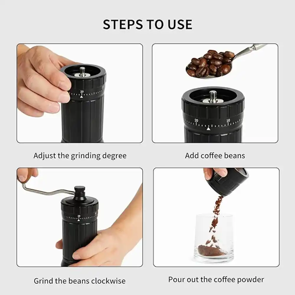 Coffee grinder, 40g , 7 star burrs, 48MM burr dia black History