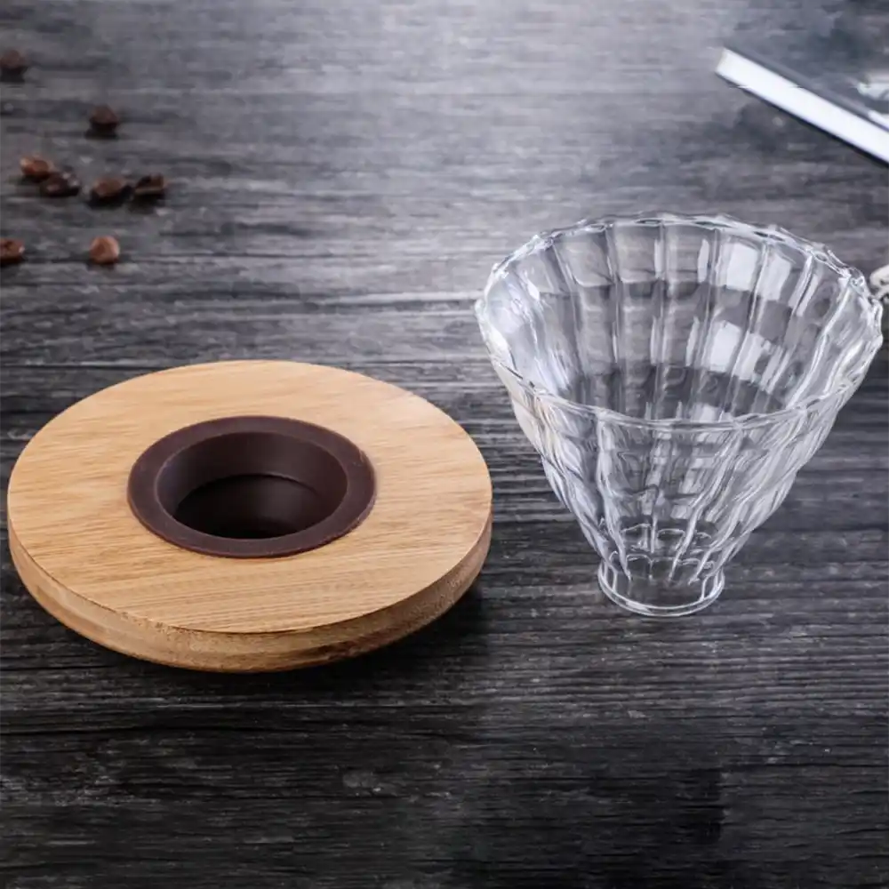 أداة تقطير قهوة زجاج مع خشب V60-02