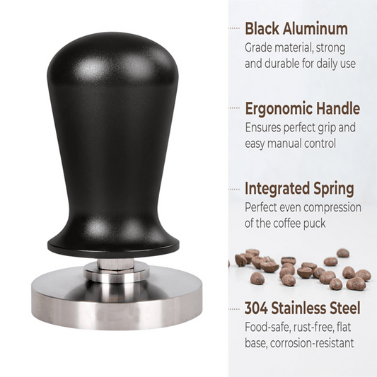 Black Aluminum Coffee Tamper with 51mm Spring