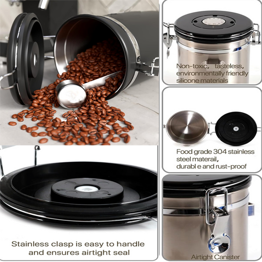 16oz Coffee Storage Jar with Valve - Stainless Steel