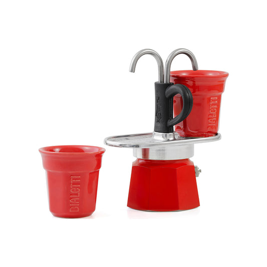 Moka Pot Mini Espresso Maker + 2 Cups Red, Bialetti
