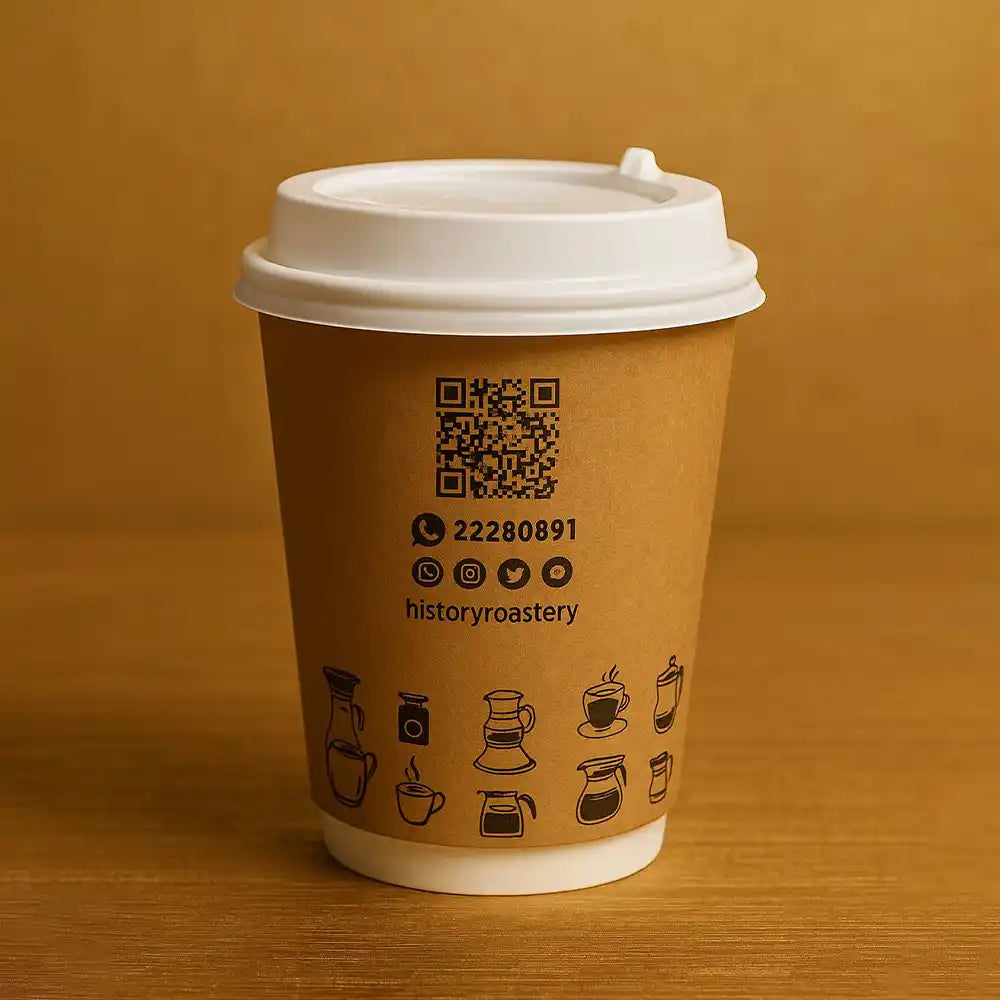 History Paper Cup 8oz - 18pcs - with Lid