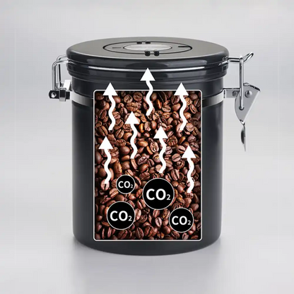 حافظة قهوة ستانلس ستيل 16oz أسود وخشب مع ملعقة