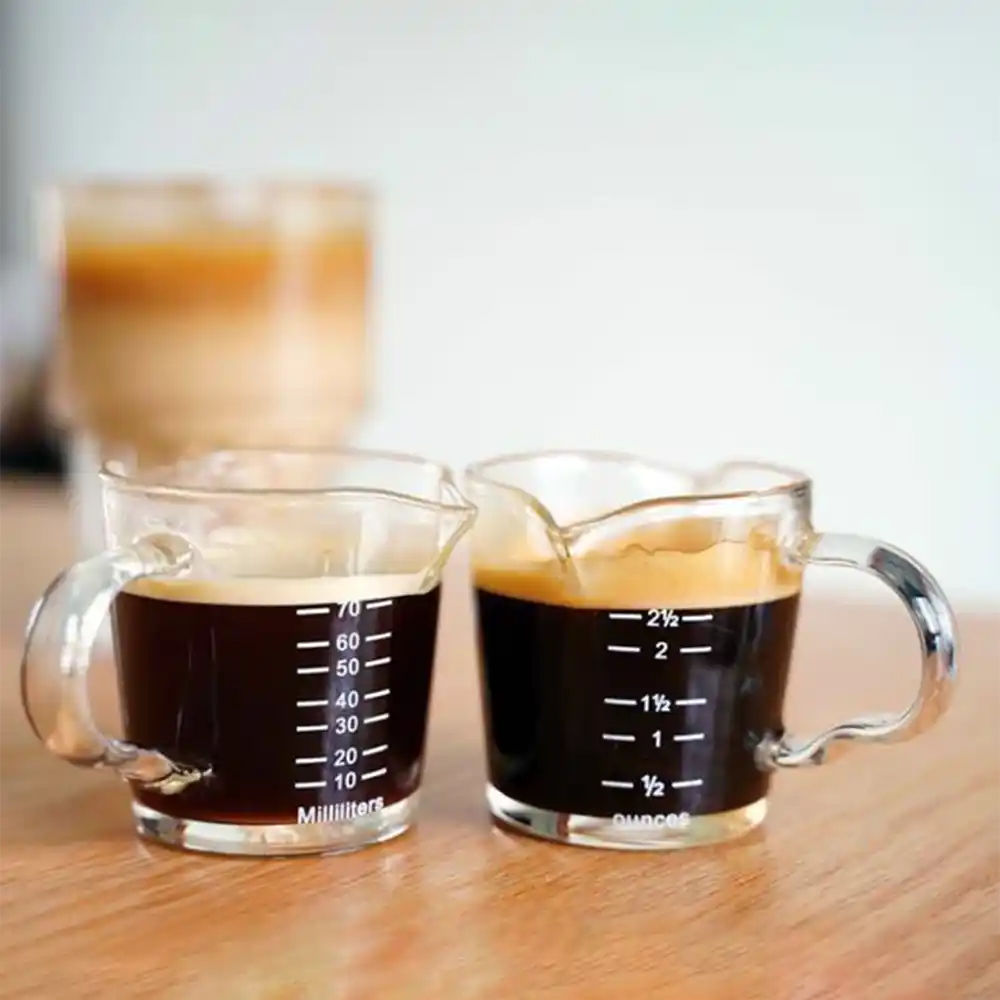 Glass measuring cup, double spout, 70ML