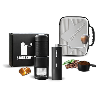 Starso Classic Portable Travel Kit Espresso Maker and Manual Coffee Grinder