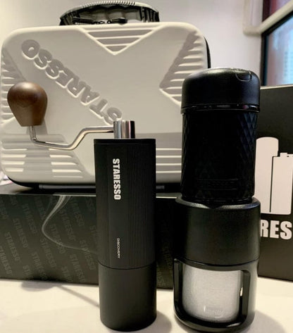 Starso Classic Portable Travel Kit Espresso Maker and Manual Coffee Grinder