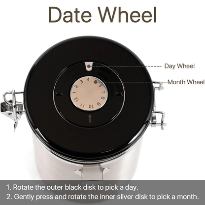 وعاء اسود لتخزين القهوة 16أونصة مع صمام - ستانلس ستيل