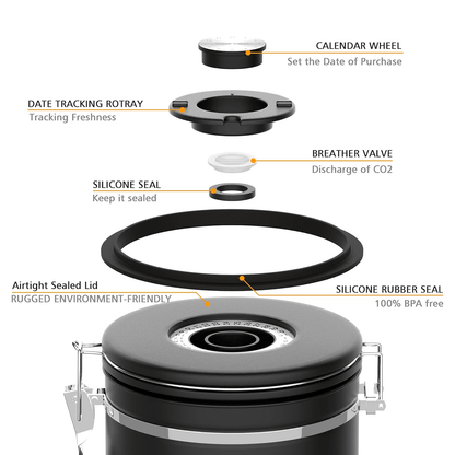 Stainless Steel Coffee Canister 16oz – Silver