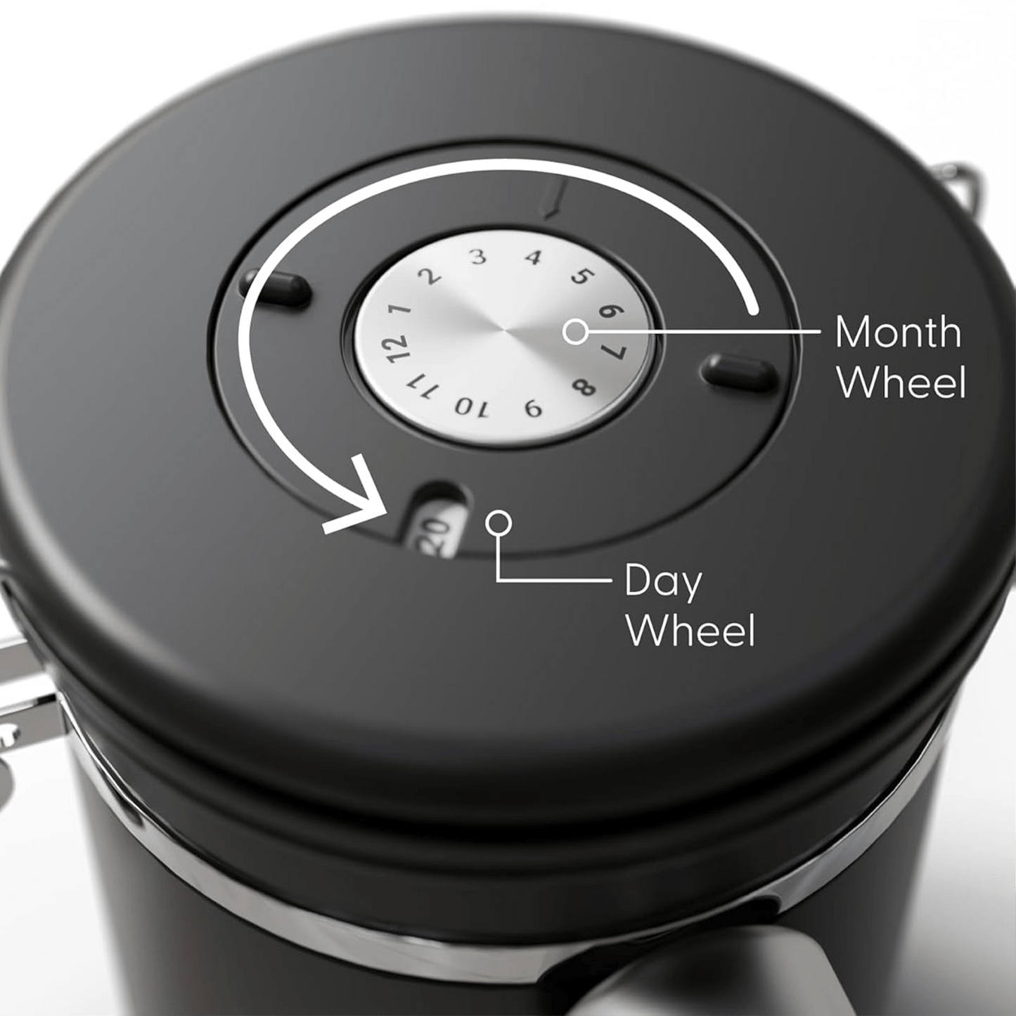 وعاء اسود لتخزين القهوة 16أونصة مع صمام - ستانلس ستيل